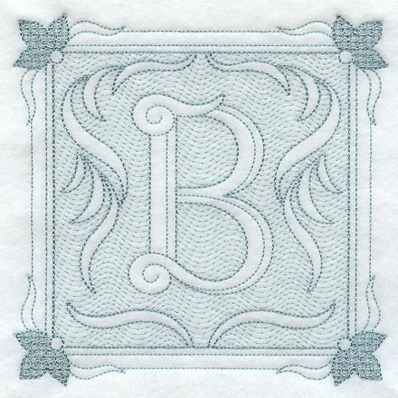 Victorian Scroll Letter B (7.8 Inch) (Trapunto)
