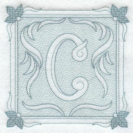 Victorian Scroll Letter C (7.8 Inch) (Trapunto)