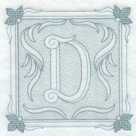 Victorian Scroll Letter D (7.8 Inch) (Trapunto)