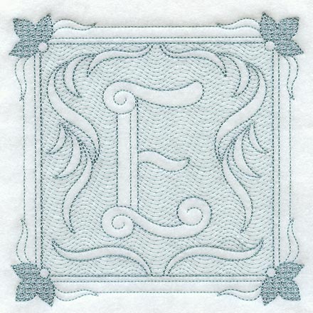 Victorian Scroll Letter E (7.8 Inch) (Trapunto)