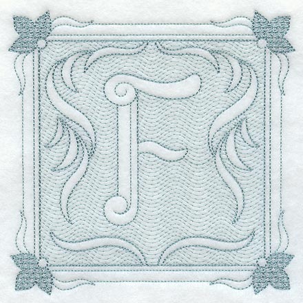 Victorian Scroll Letter F (7.8 Inch) (Trapunto)