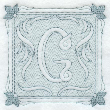 Victorian Scroll Letter G (7.8 Inch) (Trapunto)
