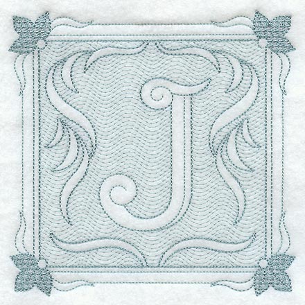 Victorian Scroll Letter J (7.8 Inch) (Trapunto)