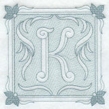 Victorian Scroll Letter K (7.8 Inch) (Trapunto)