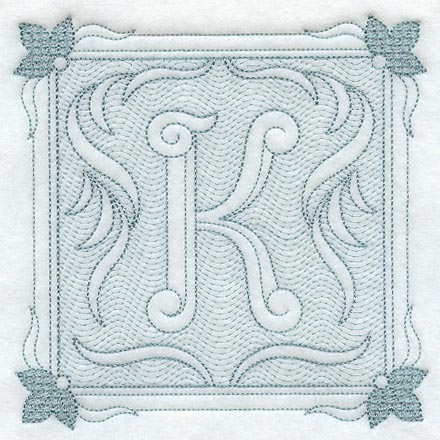 Victorian Scroll Letter K (7.8 Inch) (Trapunto)