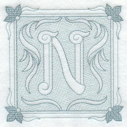 Victorian Scroll Letter N (7.8 Inch) (Trapunto)