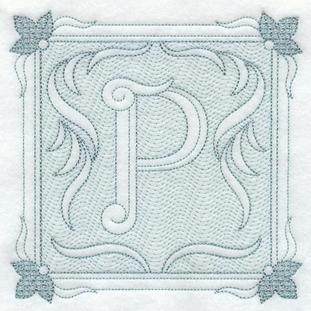 Victorian Scroll Letter P (7.8 Inch) (Trapunto)