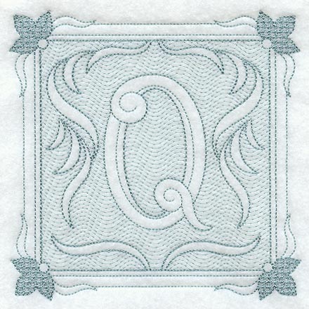 Victorian Scroll Letter Q (7.8 Inch) (Trapunto)