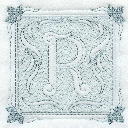 Victorian Scroll Letter R (7.8 Inch) (Trapunto)