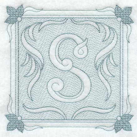 Victorian Scroll Letter S (7.8 Inch) (Trapunto)