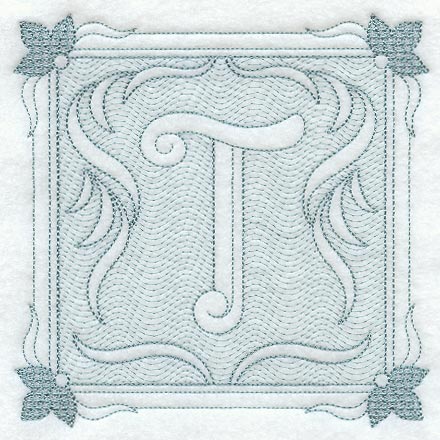 Victorian Scroll Letter T (7.8 Inch) (Trapunto)