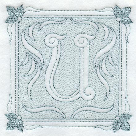 Victorian Scroll Letter U (7.8 Inch) (Trapunto)
