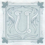 Victorian Scroll Letter U (7.8 Inch) (Trapunto)