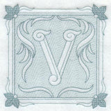 Victorian Scroll Letter V (7.8 Inch) (Trapunto)