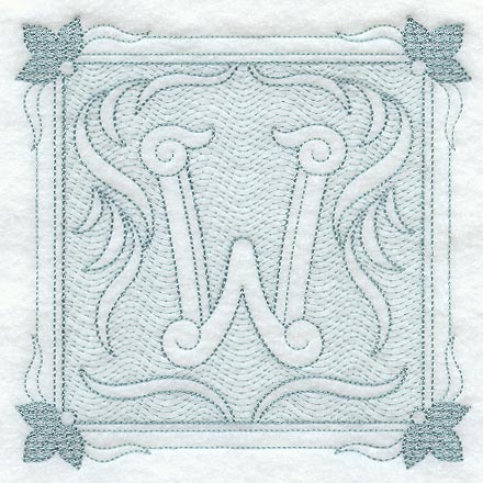 Victorian Scroll Letter W (7.8 Inch) (Trapunto)