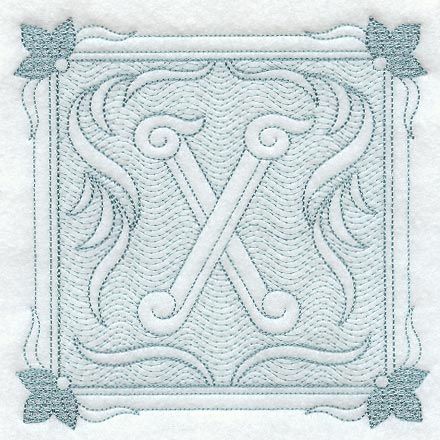 Victorian Scroll Letter X (7.8 Inch) (Trapunto)