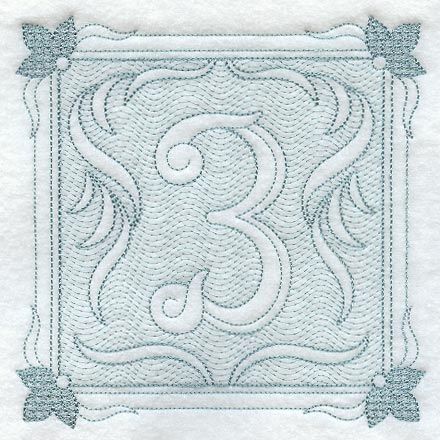 Victorian Scroll Number 3 (7.8 Inch) (Trapunto)