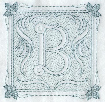 Victorian Scroll Letter B (7.8 Inch) (Trapunto)