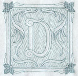 Victorian Scroll Letter D (7.8 Inch) (Trapunto)