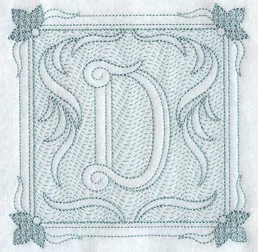 Victorian Scroll Letter D (7.8 Inch) (Trapunto)
