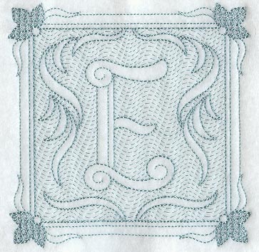 Victorian Scroll Letter E (7.8 Inch) (Trapunto)