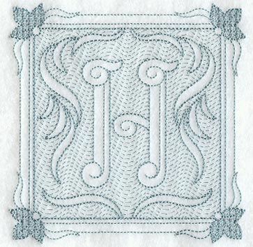 Victorian Scroll Letter H (7.8 Inch) (Trapunto)