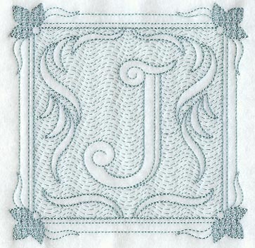 Victorian Scroll Letter J (7.8 Inch) (Trapunto)