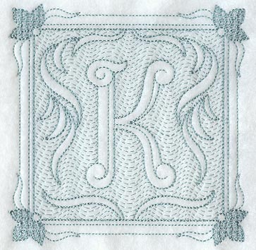 Victorian Scroll Letter K (7.8 Inch) (Trapunto)