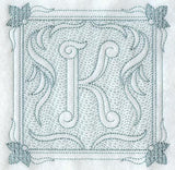 Victorian Scroll Letter K (7.8 Inch) (Trapunto)