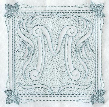 Victorian Scroll Letter M (7.8 Inch) (Trapunto)