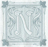 Victorian Scroll Letter N (7.8 Inch) (Trapunto)