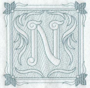 Victorian Scroll Letter N (7.8 Inch) (Trapunto)