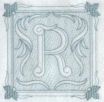Victorian Scroll Letter R (7.8 Inch) (Trapunto)
