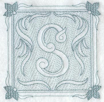 Victorian Scroll Letter S (7.8 Inch) (Trapunto)