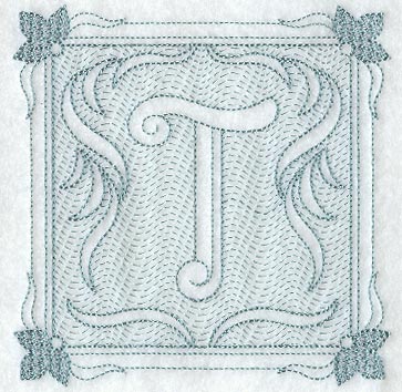 Victorian Scroll Letter T (7.8 Inch) (Trapunto)