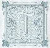 Victorian Scroll Letter T (7.8 Inch) (Trapunto)