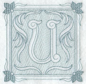 Victorian Scroll Letter U (7.8 Inch) (Trapunto)
