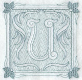 Victorian Scroll Letter U (7.8 Inch) (Trapunto)