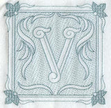 Victorian Scroll Letter V (7.8 Inch) (Trapunto)