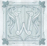 Victorian Scroll Letter W (7.8 Inch) (Trapunto)