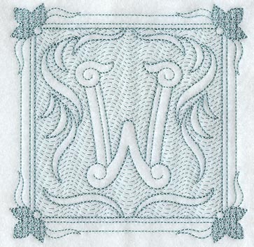 Victorian Scroll Letter W (7.8 Inch) (Trapunto)