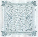 Victorian Scroll Letter X (7.8 Inch) (Trapunto)