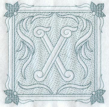 Victorian Scroll Letter X (7.8 Inch) (Trapunto)