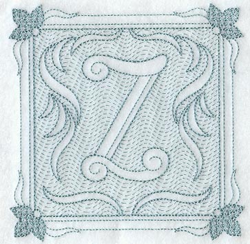 Victorian Scroll Letter Z (7.8 Inch) (Trapunto)