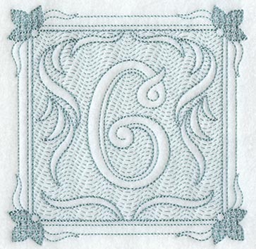 Victorian Scroll Number 6 (7.8 Inch) (Trapunto)