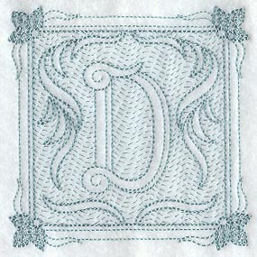 Victorian Scroll Letter D (7.8 Inch) (Trapunto)