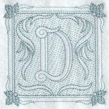 Victorian Scroll Letter D (7.8 Inch) (Trapunto)