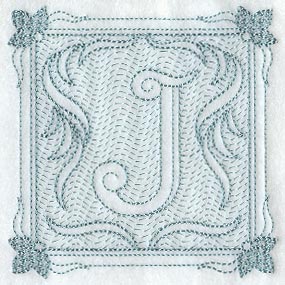 Victorian Scroll Letter J (7.8 Inch) (Trapunto)
