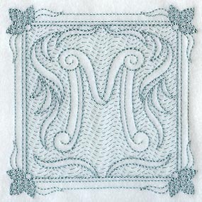 Victorian Scroll Letter M (7.8 Inch) (Trapunto)