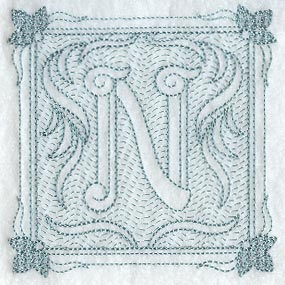 Victorian Scroll Letter N (7.8 Inch) (Trapunto)